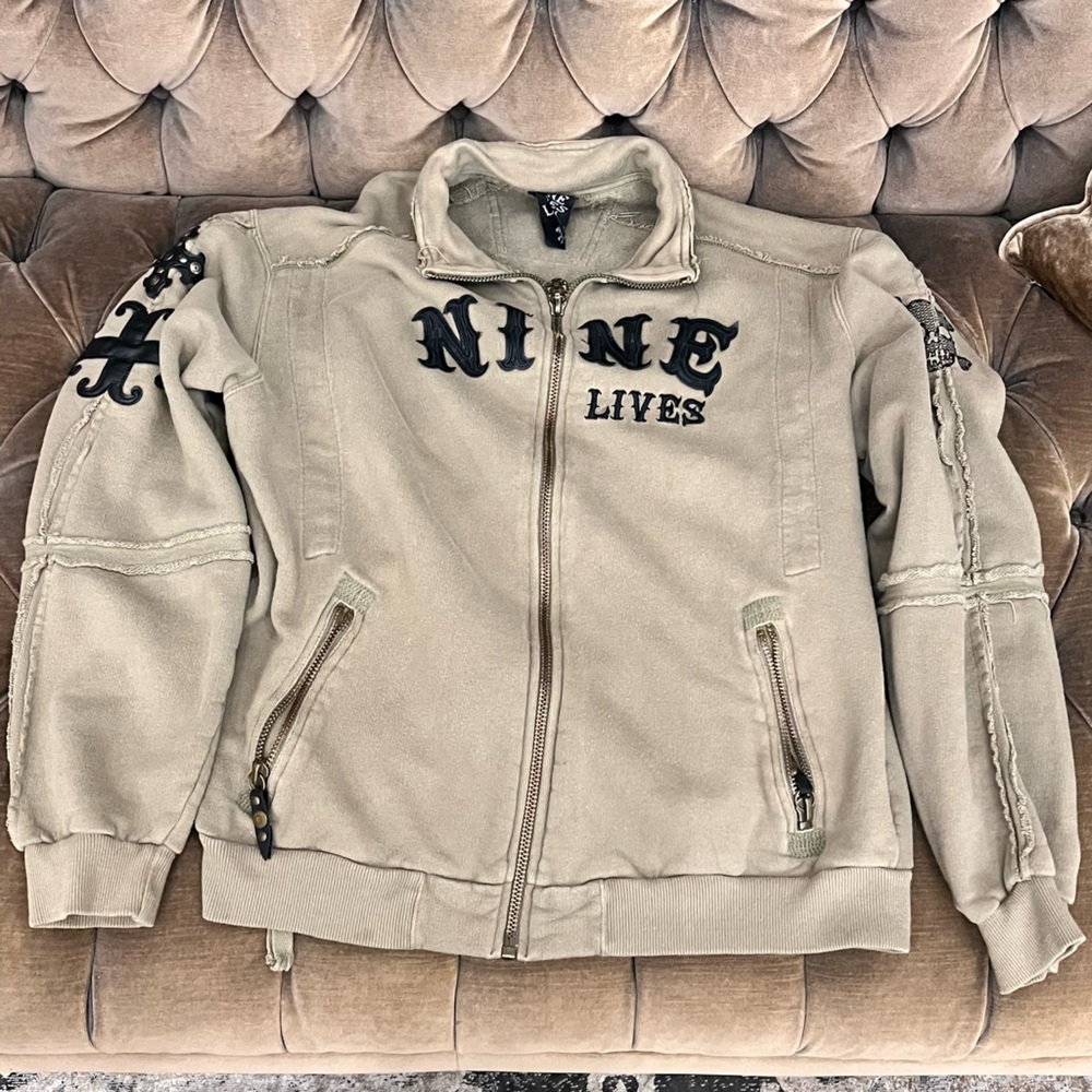 100% Cotton Nine Lives Zip Down Sweater